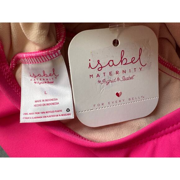 New ISABEL MATERNITY Women's Pink Tie Shoulder One Piece Swimsuit Size L - Picture 5 of 6